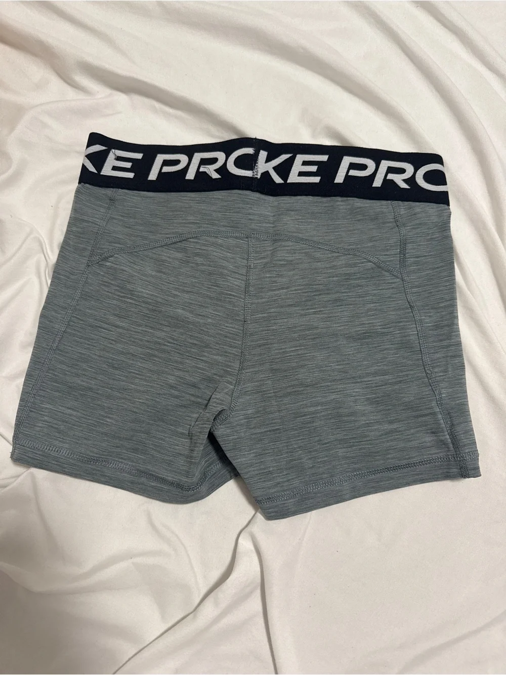 Nike Pro Gray Stretch Performance Shorts with Black Waistband